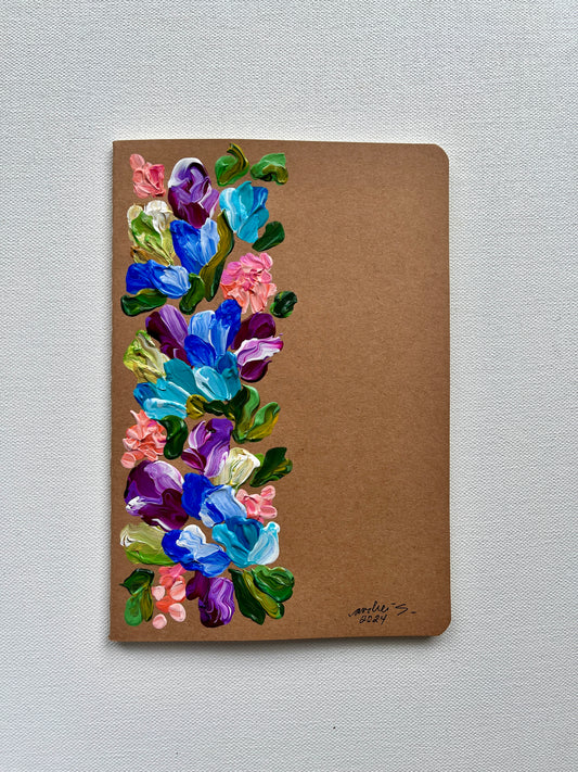 (Thin) Hand-painted Journal (blue colorful on kraft) (CHRISTMAS SALE)