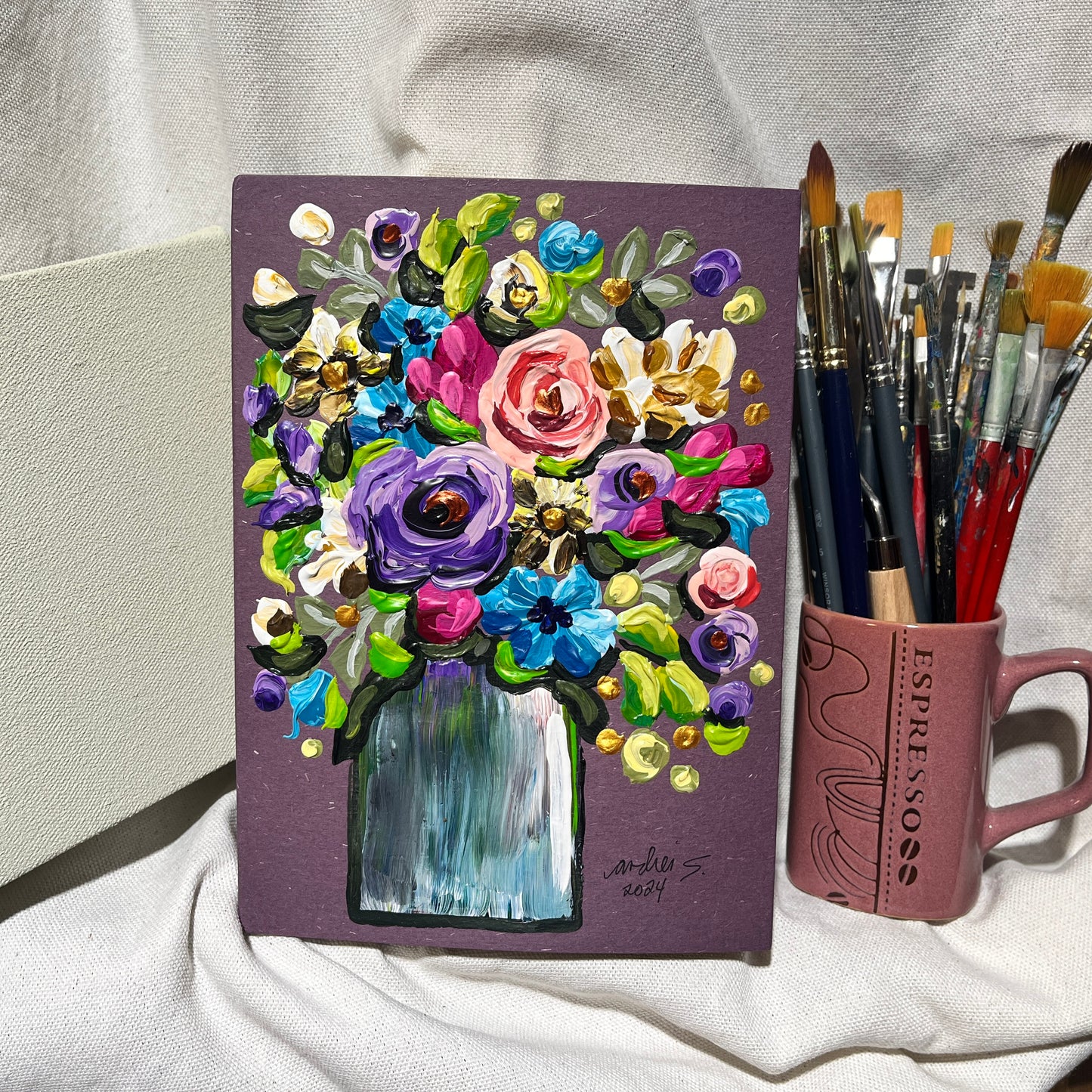 Hand-painted Journal (on purple 1) (SALE)