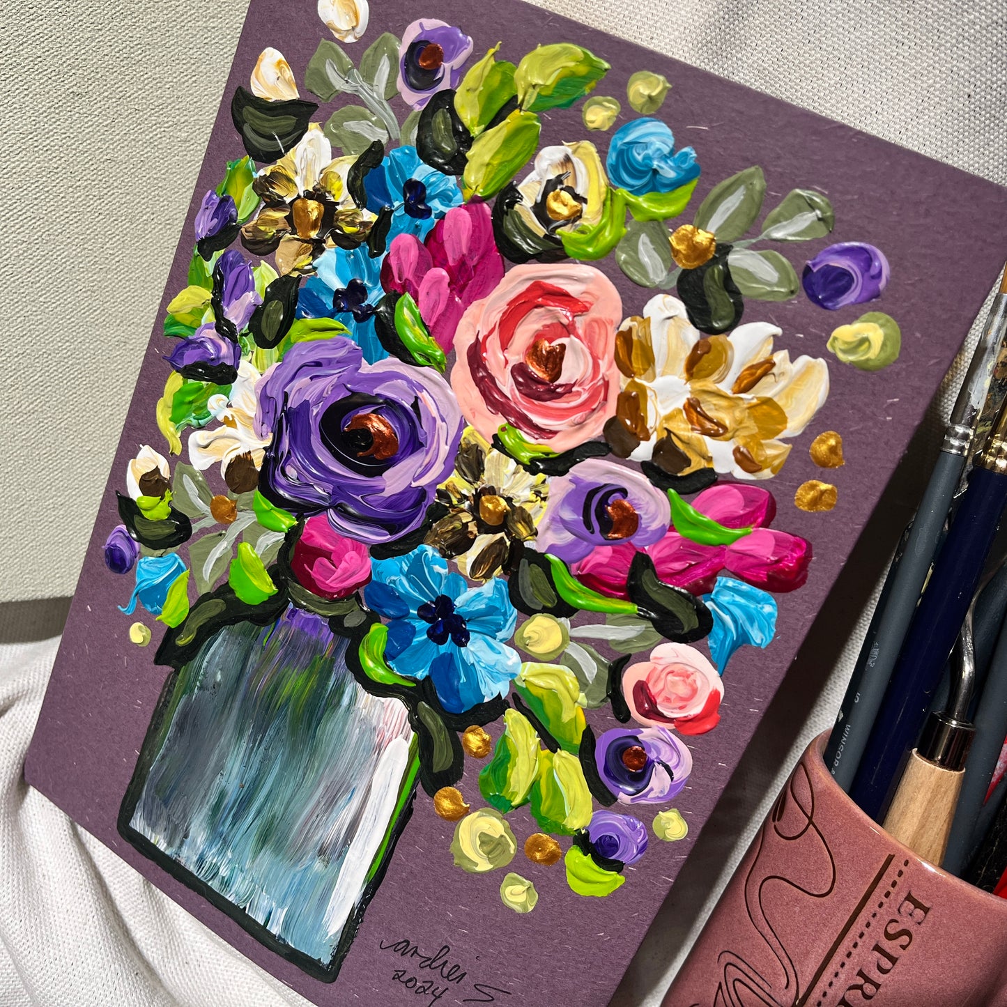 Hand-painted Journal (on purple 1) (SALE)