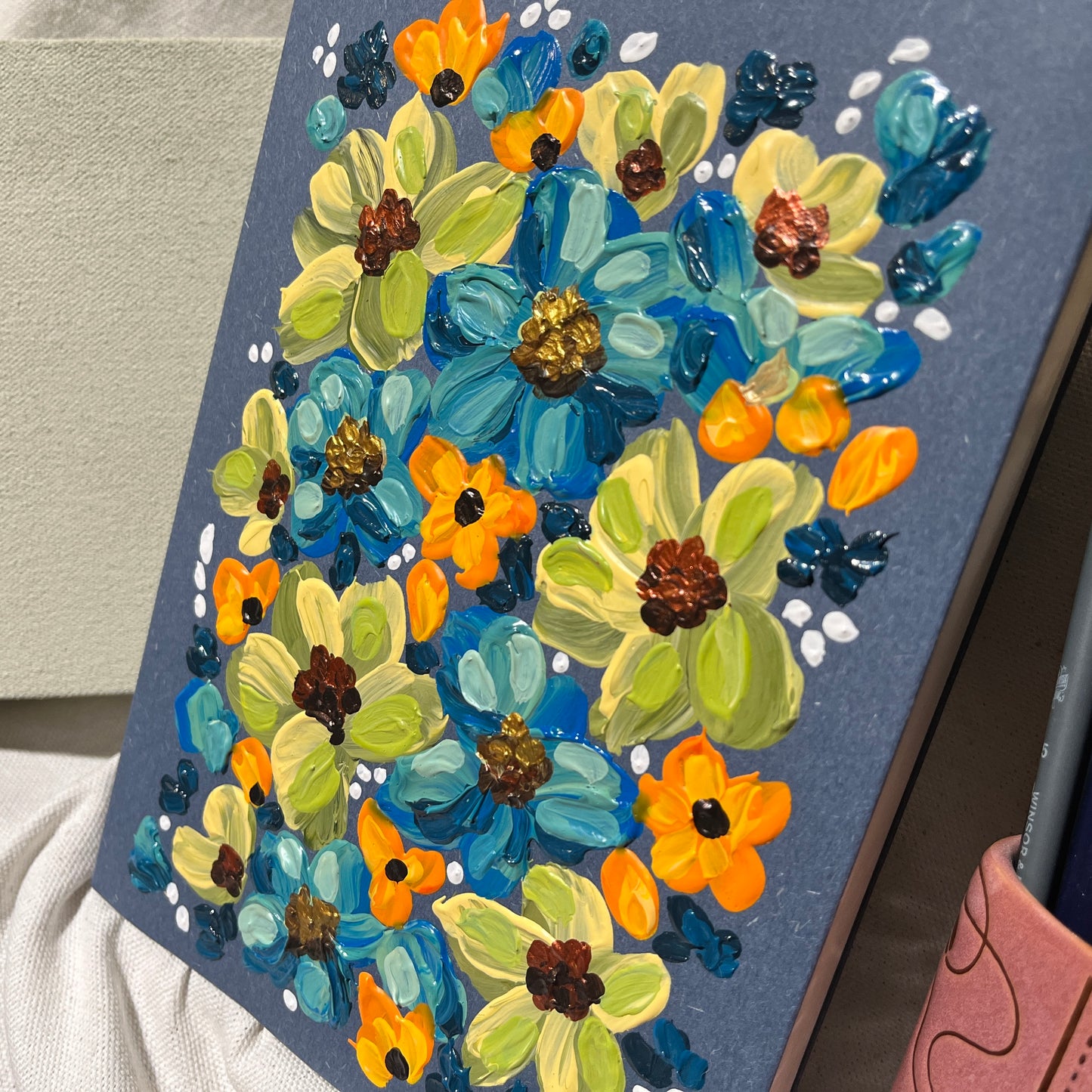 Hand-painted Journal (on blue 2) (SALE)