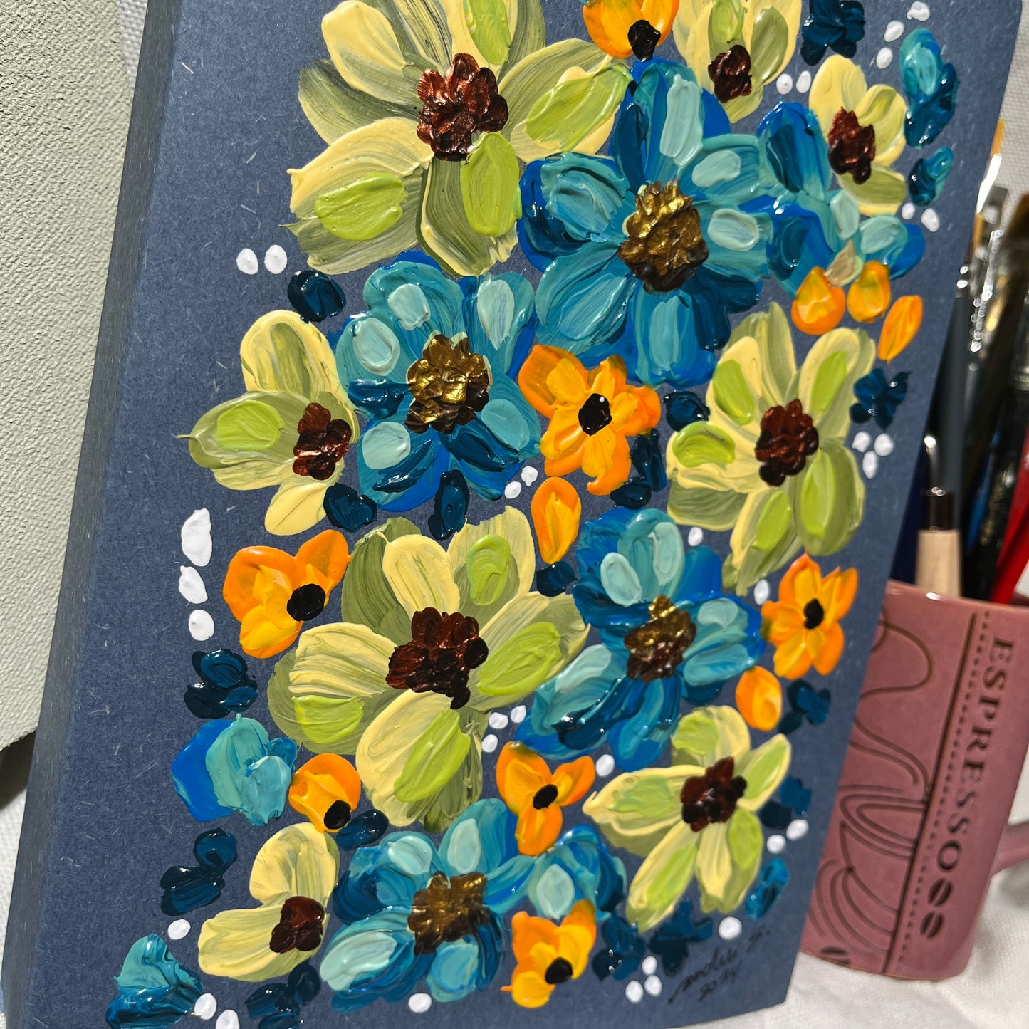 Hand-painted Journal (on blue 2) (SALE)