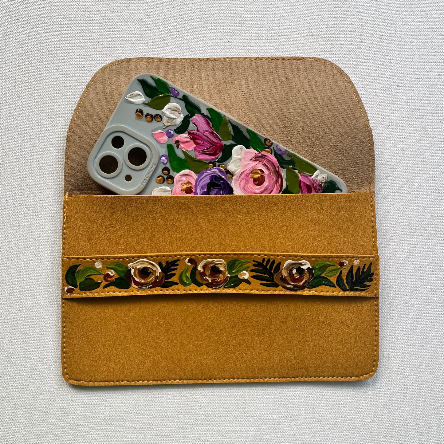 Hand-painted Purse (Mustard Yellow #1)