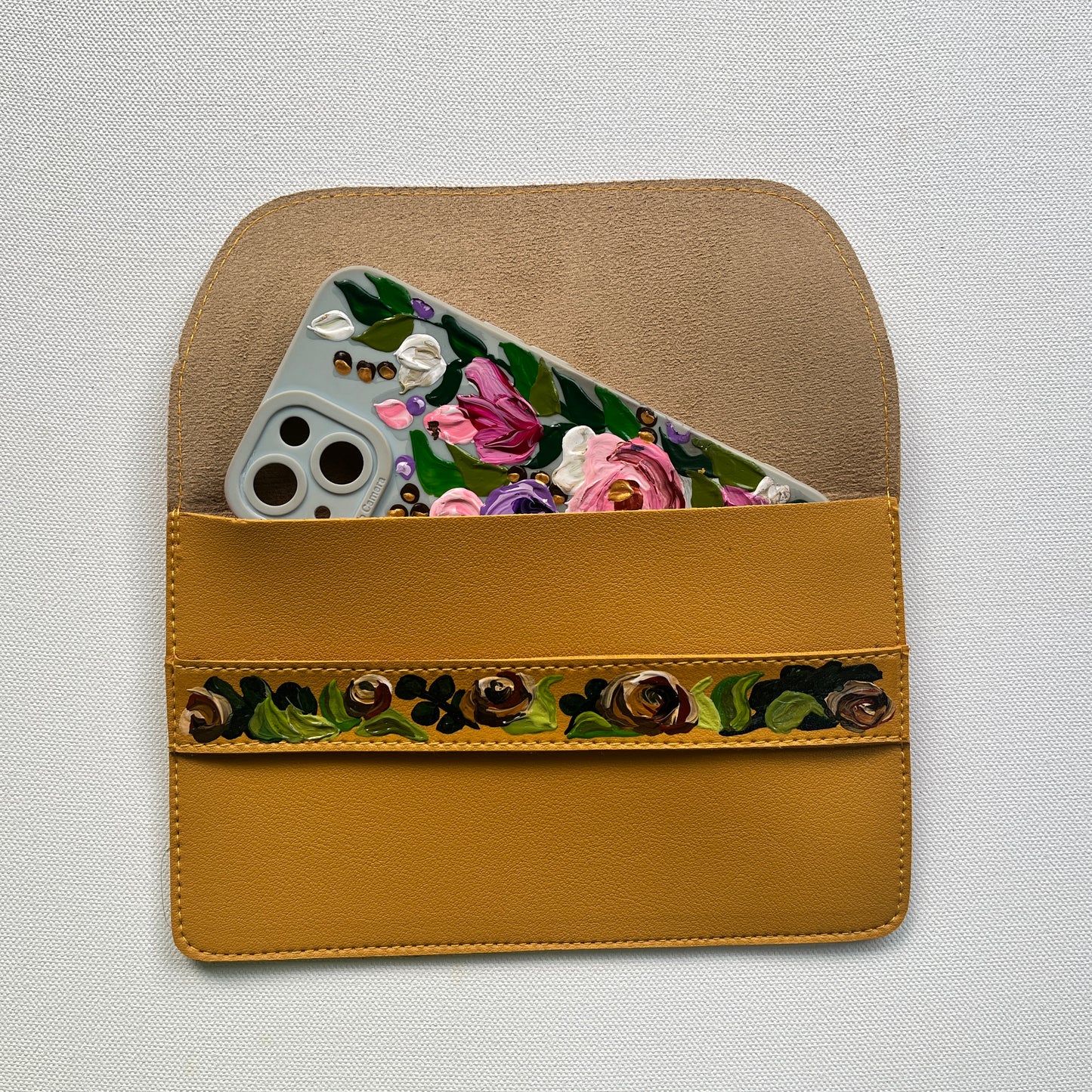 Hand-painted Purse (Mustard Yellow #2)