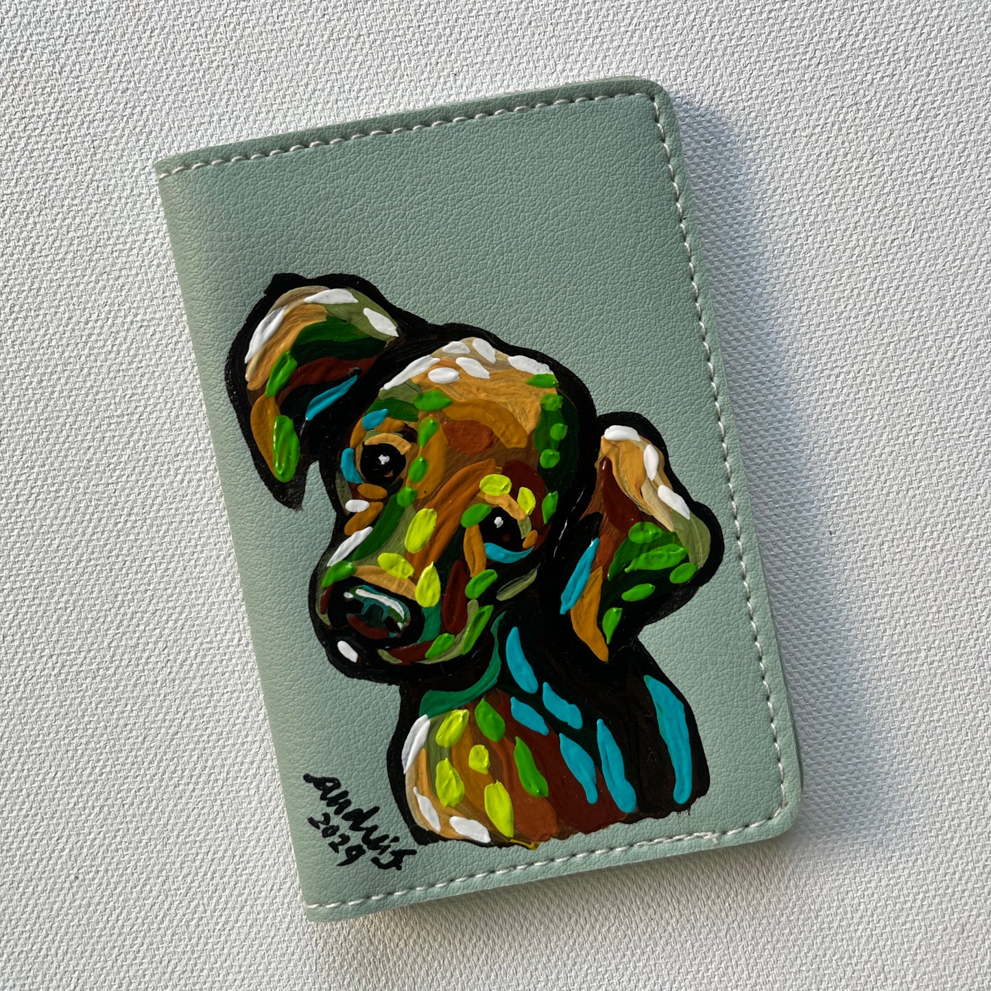 Hand-painted Cardholder (Light Green #2)