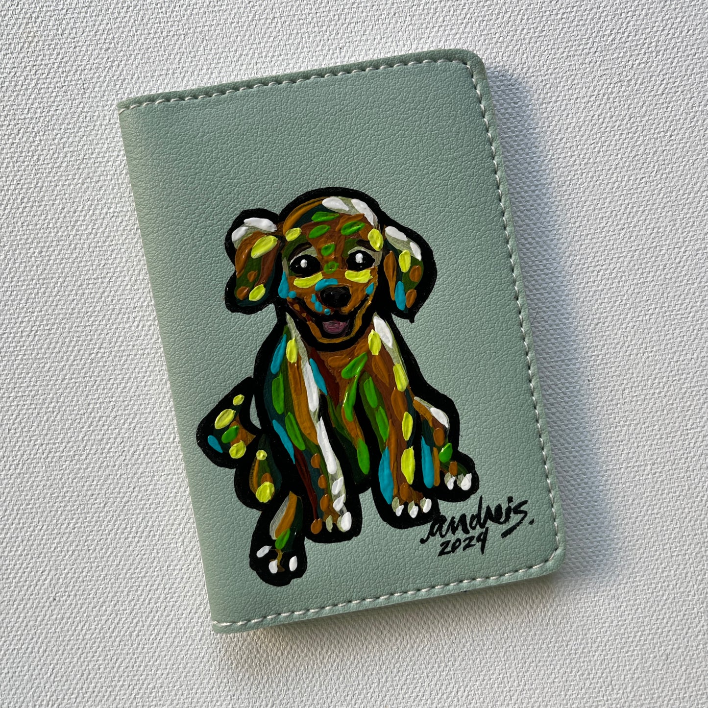 Hand-painted Cardholder (Light Green #3)