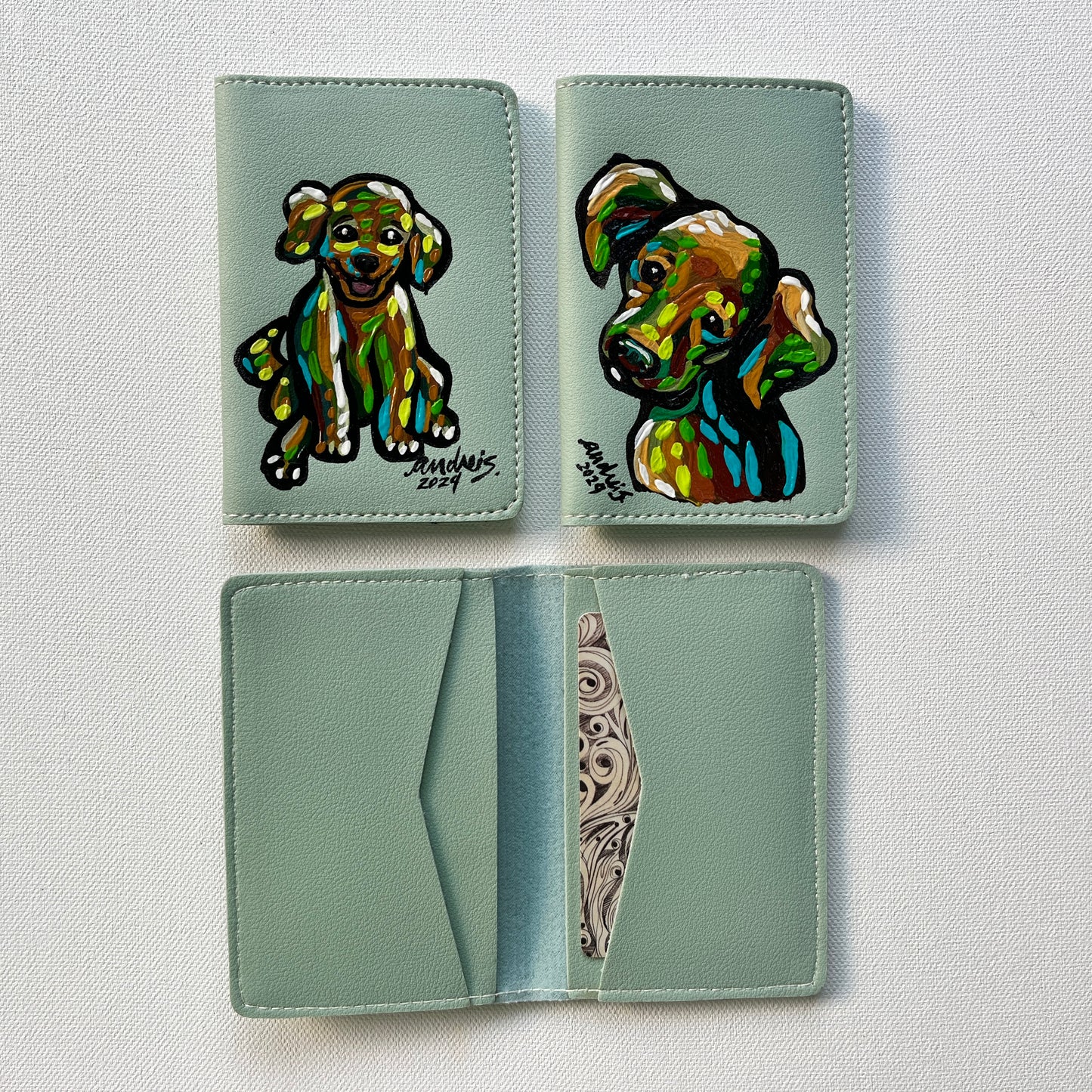 Hand-painted Cardholder (Light Green #2)