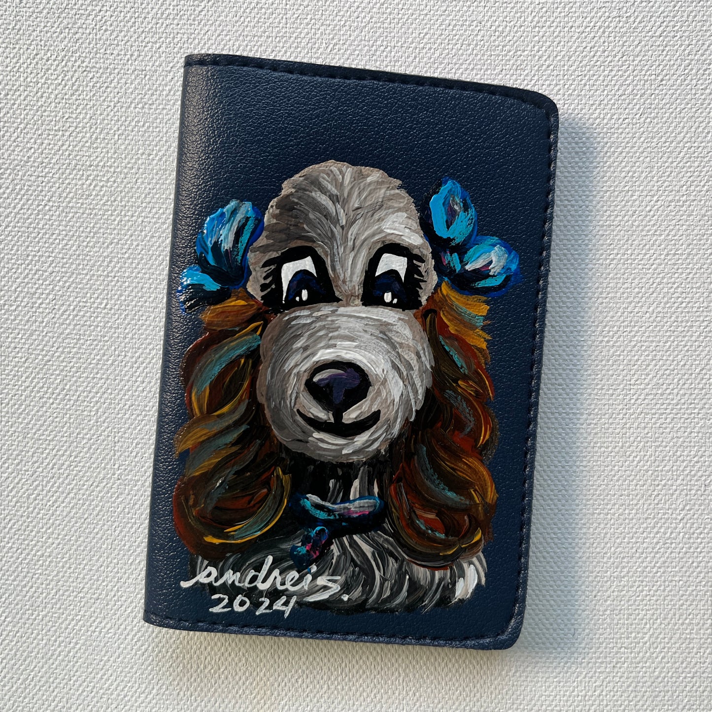 Hand-painted Cardholder (Dark Blue #2)