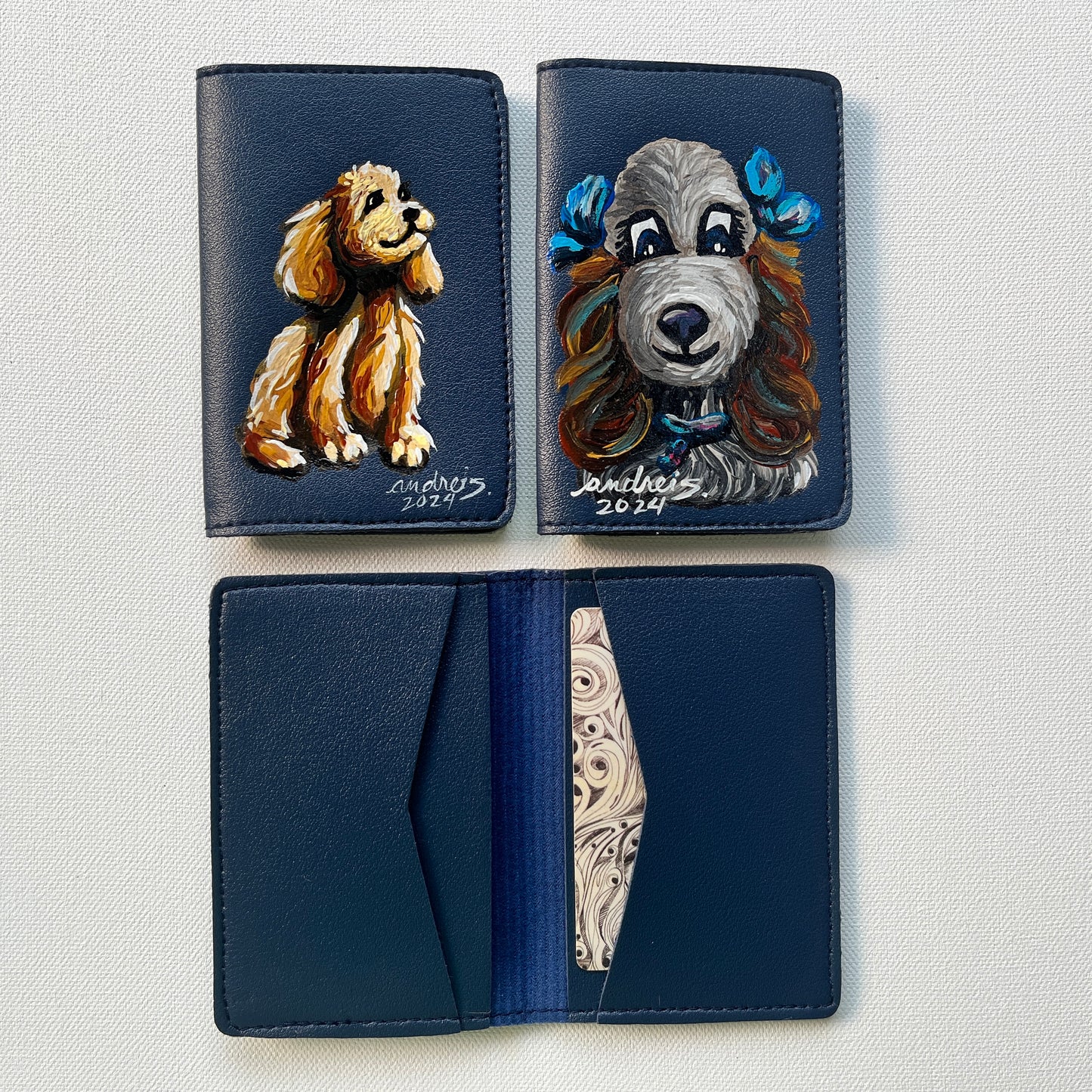 Hand-painted Cardholder (Dark Blue #1)