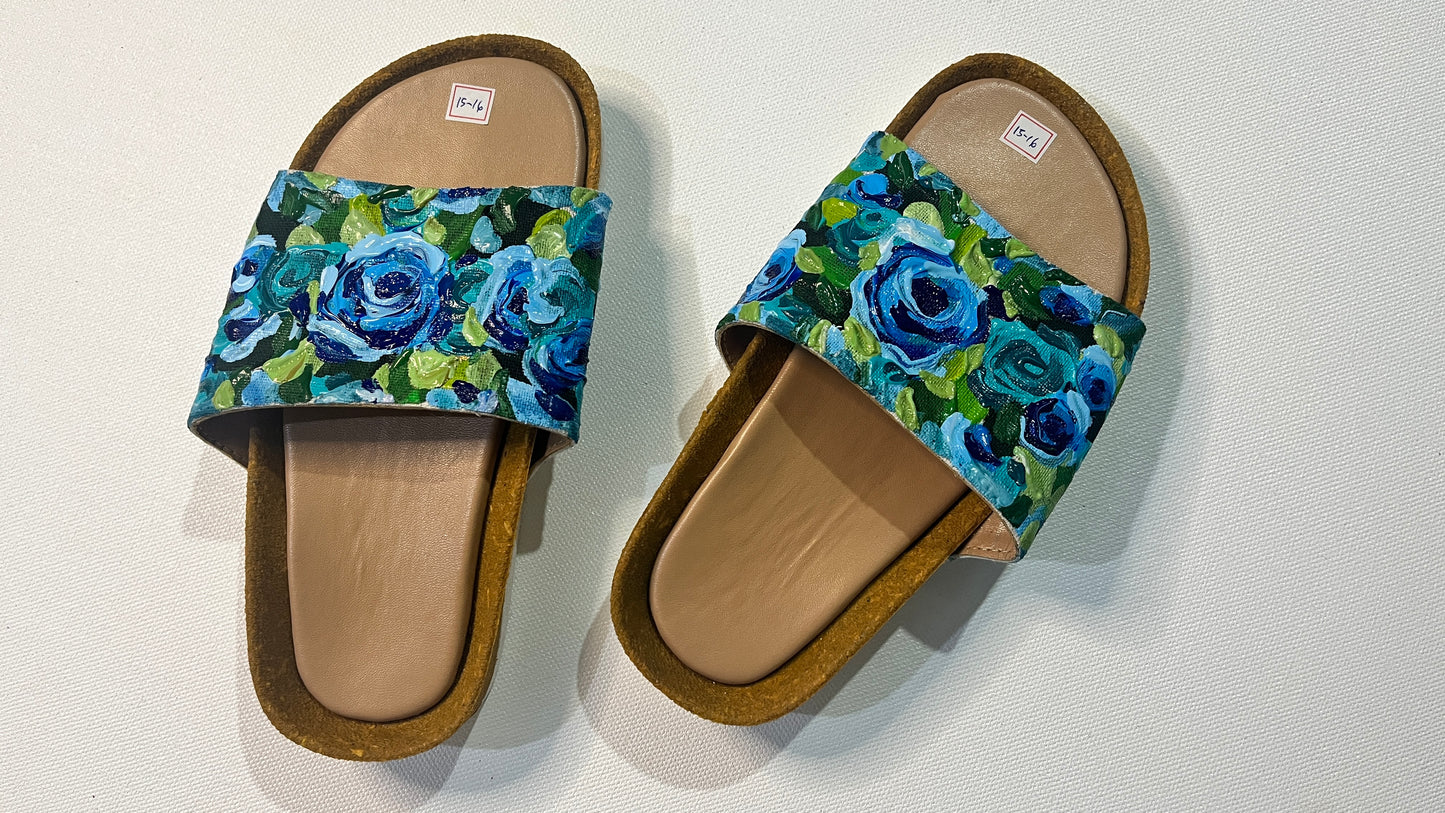 Hand-painted Slippers for Kids (Blue #1)