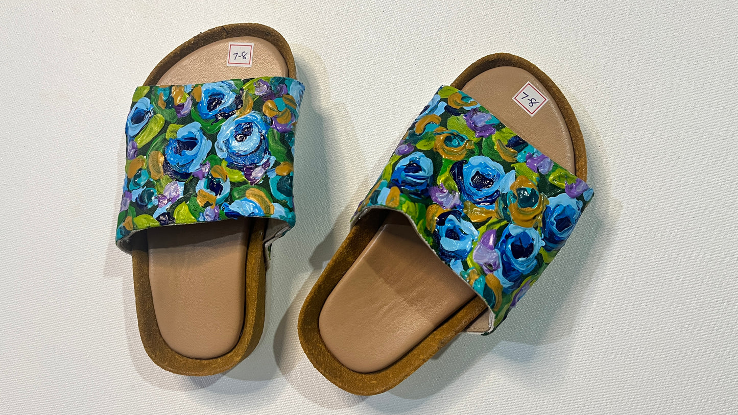 Hand-painted Slippers for Kids (Blue #2)